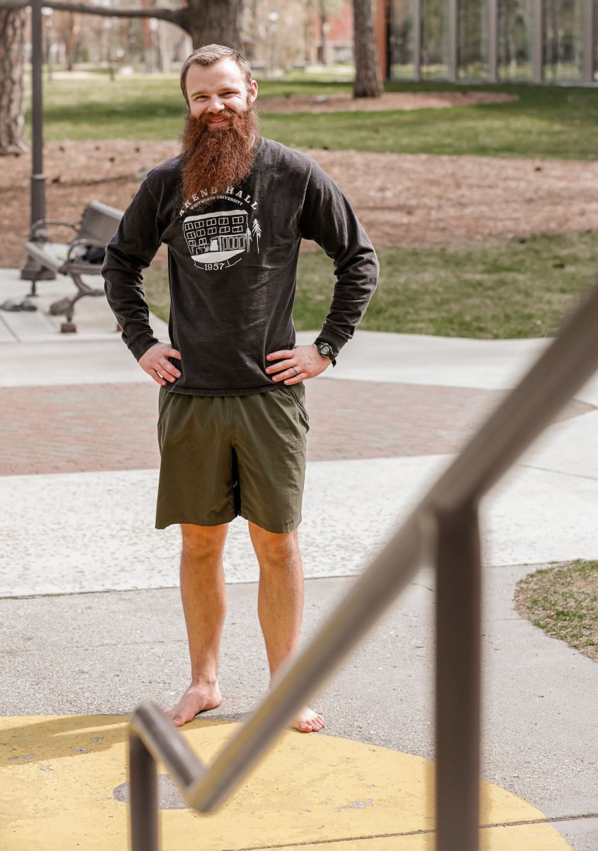 Andrew Weibers, poses for a photo in front of McMillian on Saturday, April 8, 2022, in Spokane, Wash. | Hannah Loesch/The Whitworthian