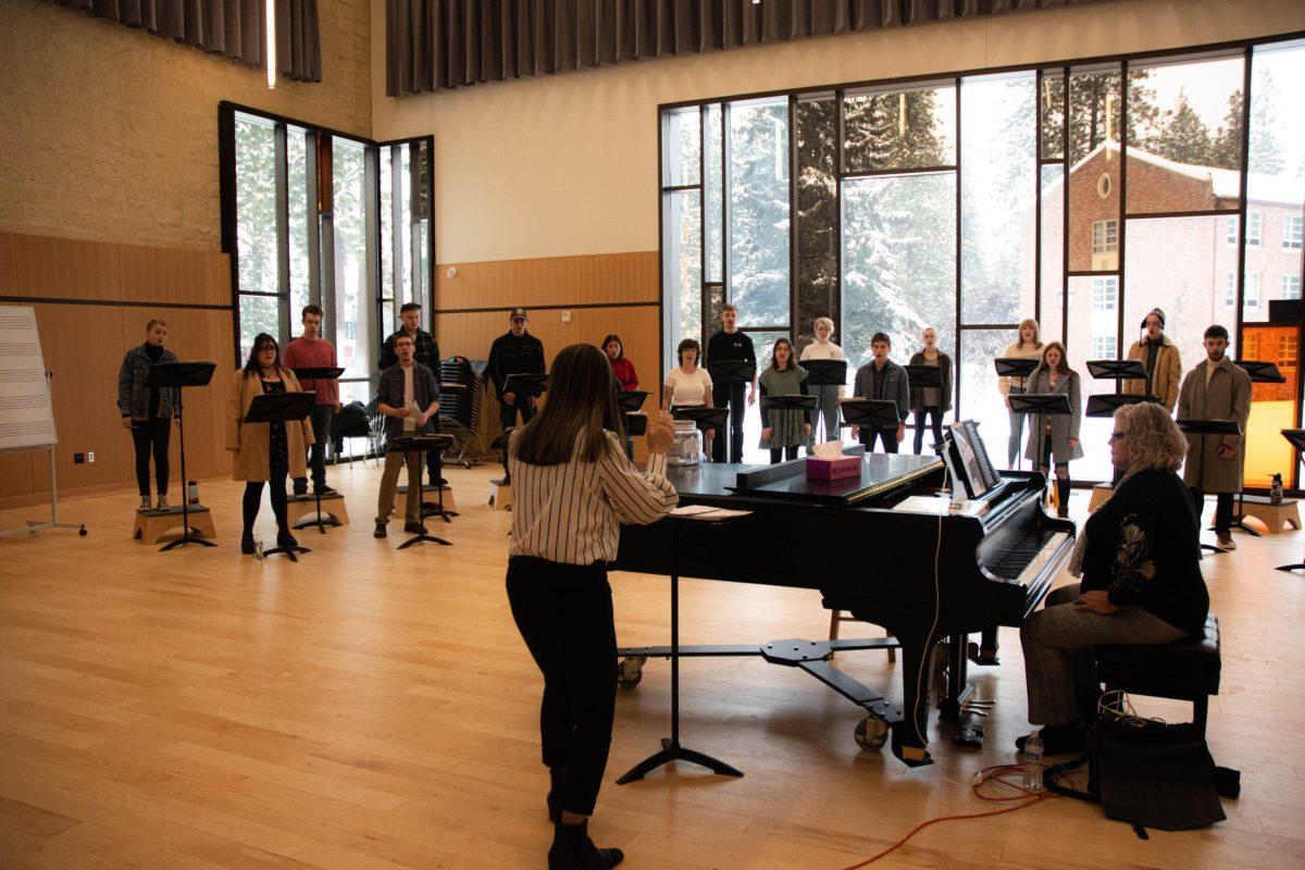 Whitworth Choir practice in the Cowles Music Center at Whitworth University. Dec 6 , 2022, Spokane ,Wash. |Photo by Oludolapo Adegbesan/ The Whitworthian