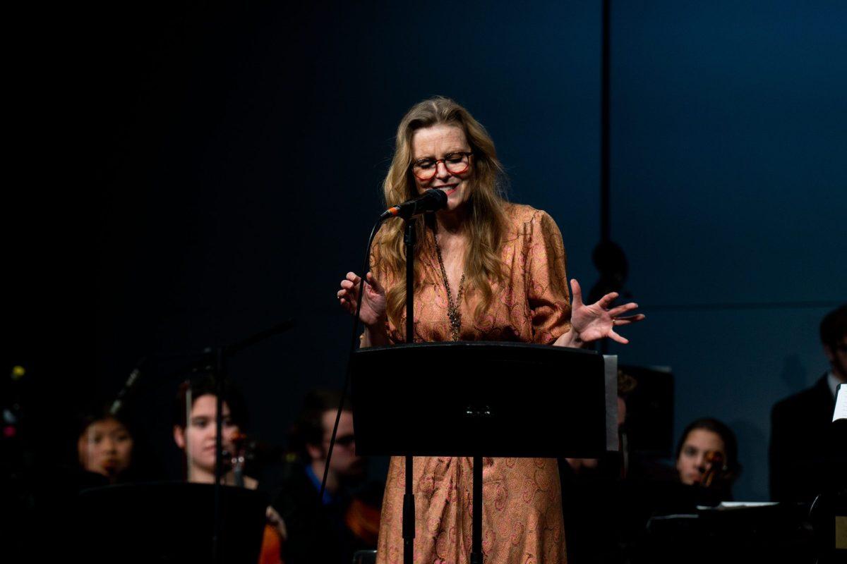 Tierney Sutton during the Song of the Lark with Whitworth Jazz Ensemble and Symphony String Orchestra,  composed by Brent Edstrum at Whitworth university in Spokane Wash, Saturday, Dec. 03 2022 | Photo by Juan Rodriguez/The Whitworthian