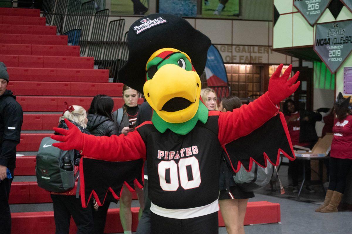 Patches the University Mascot at Piratemainia which took place at the Field house in Whitworth University on the 14th of November
