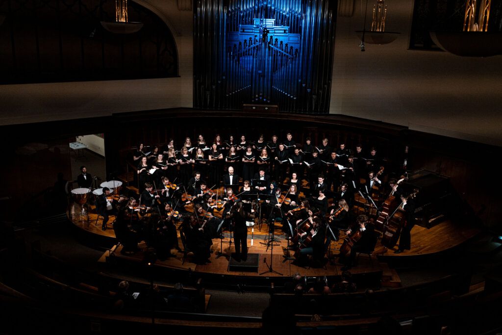 The Whitworth Choir and Symphony Orchestra perform at the First Presbyterian Church of Spokane. Saturday, Mar.11 2023. | Ben Gallaway/The Whitworthian