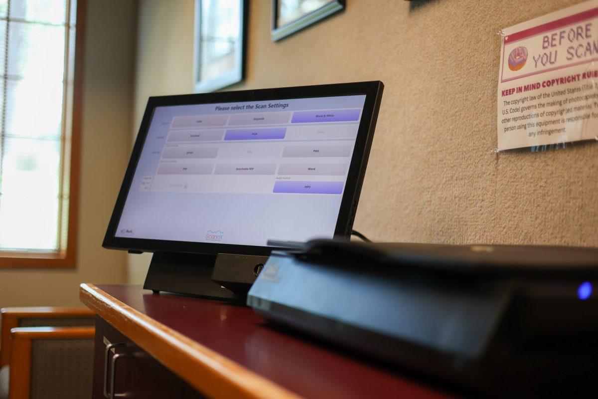 A new text-to-speech scanner located on the first floor of the library at Whitworth University, Spokane, Wash., Wednesday, Apr. 19, 2023 | Photo by Timara Doyle/ The Whitworthian