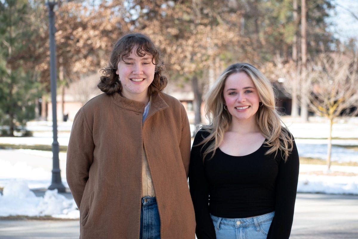 Megan Necochea (left) and Abigail Ruffcorn (right) pose for a photo in the Loop at Whitworth University, Thursday, Mar. 7, 2024, in Spokane, Wash. | The Whitworthian/Madison Stoeckler