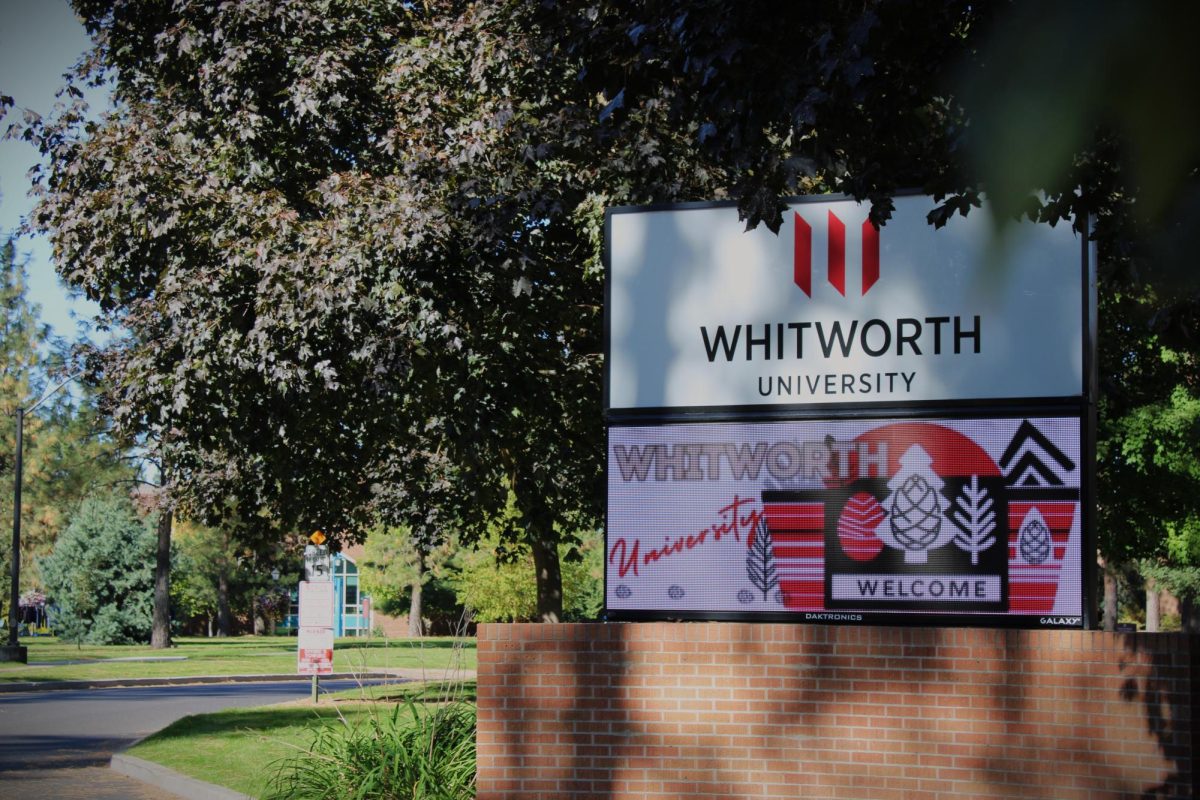 Whitworth University welcome sign, Friday, Sep. 27, 2024, in Spokane, Wash. | Salwa Mehreen/The Whitworthian