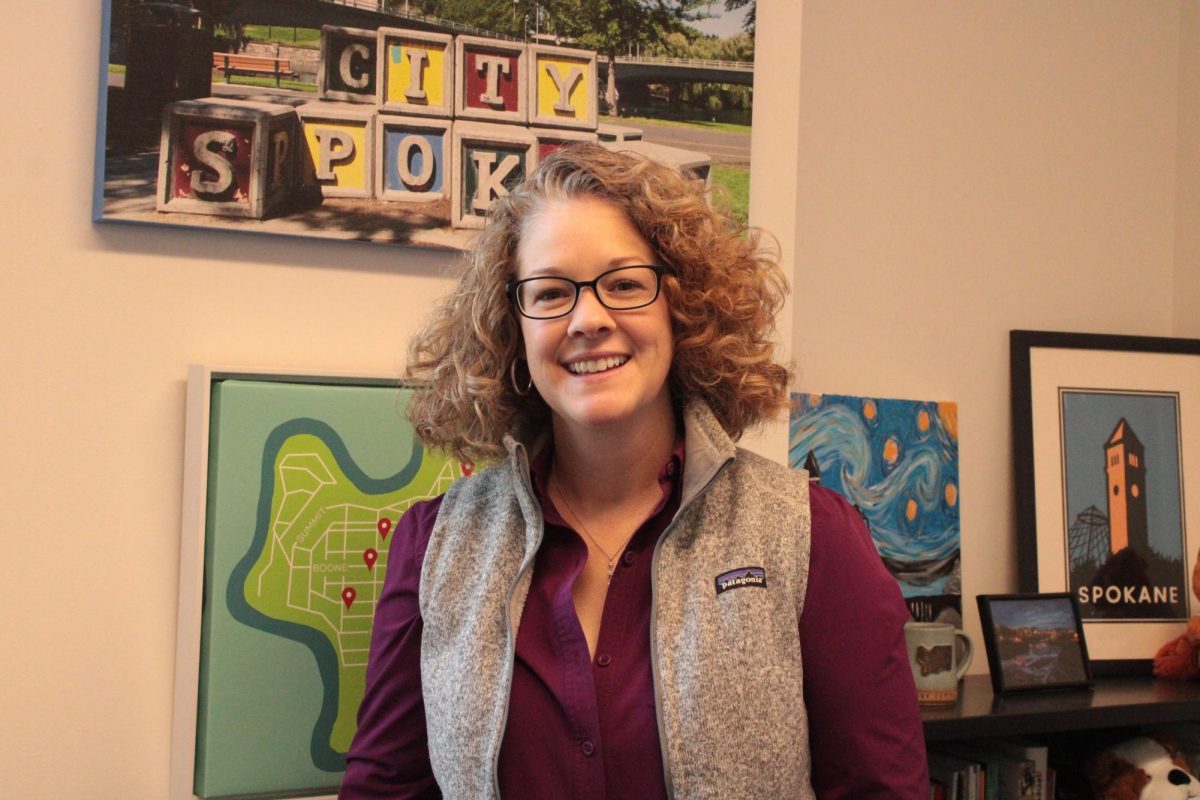 Meredith Davey, at the Dornsife Center, poses for a photograph, Whitworth University, Oct. 22, 2024, in Spokane, Wash. | Salwa Mehreen/The Whitworthian