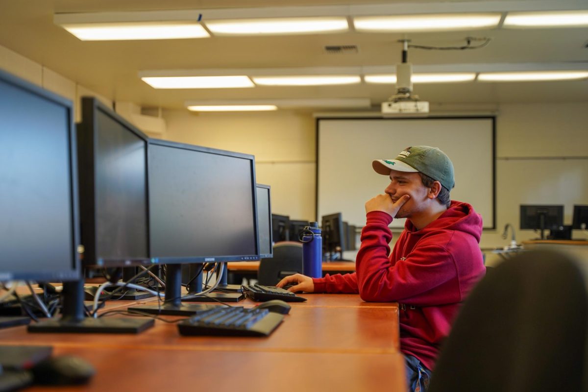 Computer Science student Caleb Neale works on a project in Eric Johnston Science Center, Friday, Nov. 3, 2023, at Whitworth University in Spokane, Wash. | Caleb Flegel/The Whitworthian