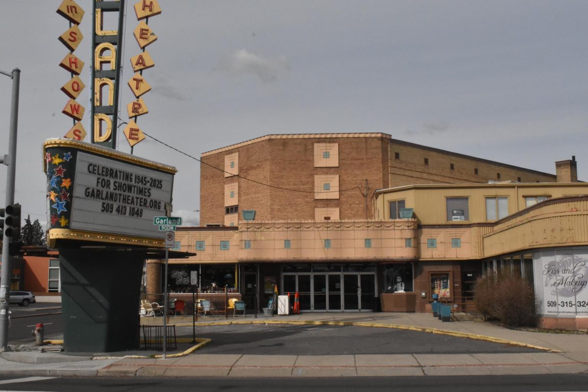 Cars drive by the Garland Movie Theatre on Wednesday, March 21, 2025 in Spokane, Wash. | Matt Cochran/The Whitworthian