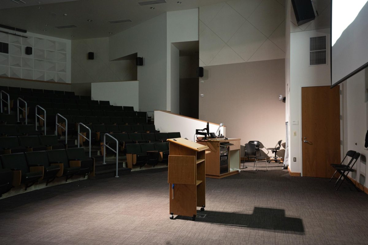 Weyerhaeuser Hall's Robinson Teaching Theatre is a common location for film screenings, Friday, March 14, 2025 at Whitworth University in Spokane, Wash. | Nandia Tungalag/The Whitworthian.